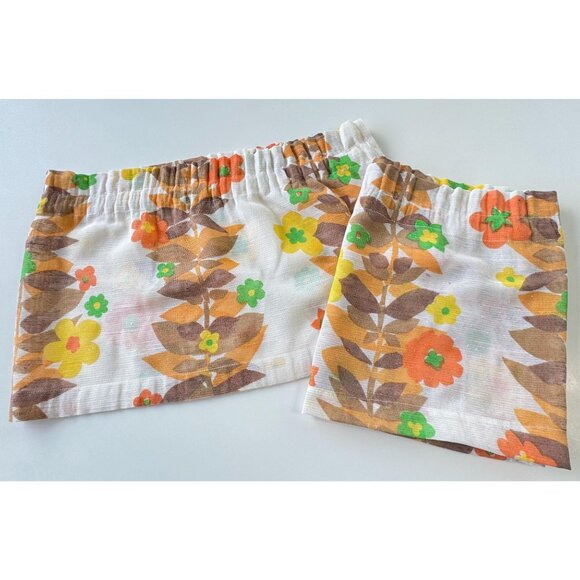Vintage 1960s curtain valance, orange yellow brown flowers, tier panel, for 1 - Picture 8 of 10